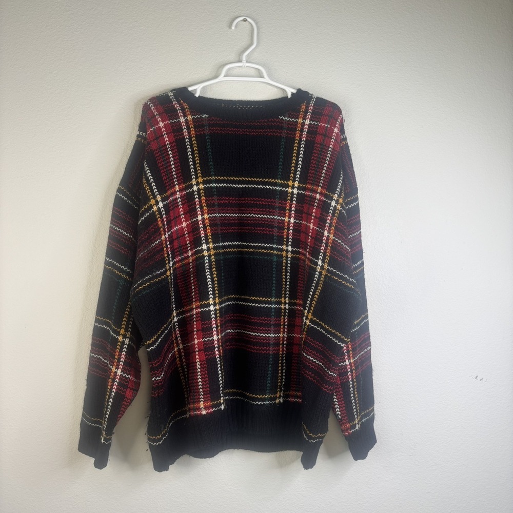 Vintage Gap Tartan Plaid Crewneck Sweater 100% Wool Size L Unisex